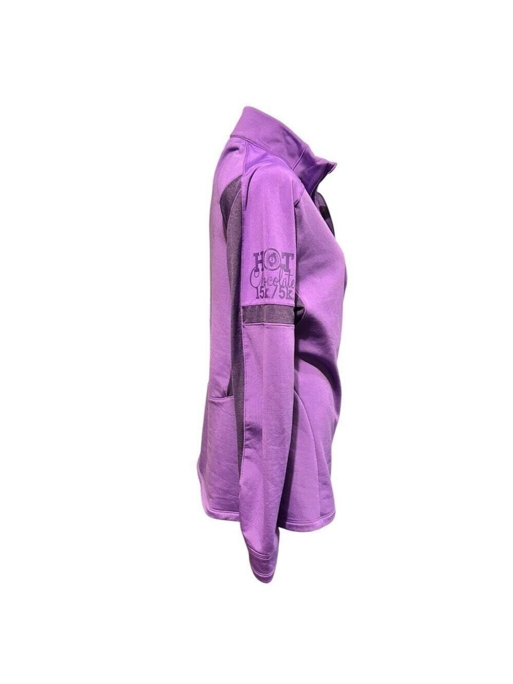 Running Man Purple 1/4 Zip Top Hot Chocolate 15K/5K Long Sleeve Top Size L VGC - Picture 3 of 8